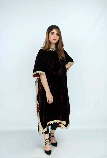 Dark Brown Velvet Kaftan
